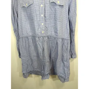 Gap Blue‎ Plaid Mini Utility Pockets Drawstring Dress Womens Large Cottage Core thumbnail 3