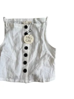 VRG GRL White Linen Button Tank Top Size 10 NEW NWT thumbnail 5