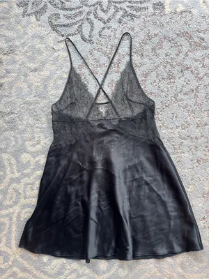 Victoria’s Secret Very Sexy Lace Satin Babydoll Slip Dress Chemise Black Large thumbnail 2