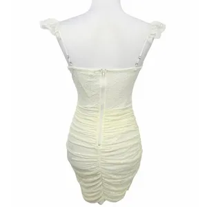 Windsor Lace Mini Dress Medium Cream Ruched Bodycon Bustier Coquette Romantic thumbnail 4