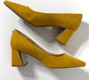 Jones New York Mustard Vegan Suede Chunky Metallic Heel Pumps Size 6 thumbnail 6