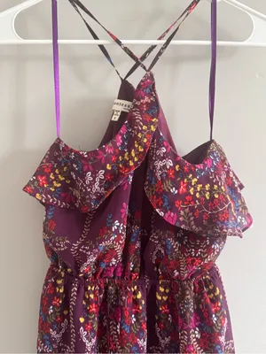Monteau halter Purple Floral Halter Midi Dress‎ Women's Small thumbnail 4