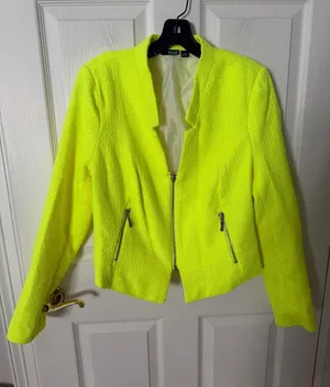 ANA Neon Yellow Textured Zip Jacket large thumbnail 1
