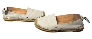 Kate Spade White Leather Espadrille Flats Shoes Size 7.5 Bow Coastal Preppy thumbnail 1