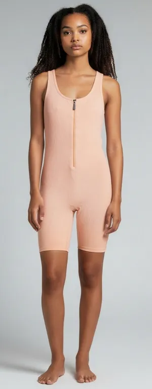 Pink Zip Front Biker Short Romper Workout Lounge Jumpsuit Size Large thumbnail 1