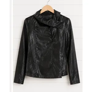 INC international concepts faux leather sheen asymmetrical jacket M thumbnail 2