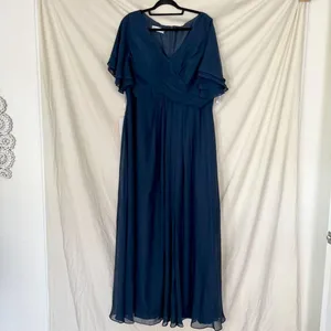 NWT JJ's House Yvonne A-Line Dark Navy Blue Chiffon Formal Evening Dress 18W thumbnail 2