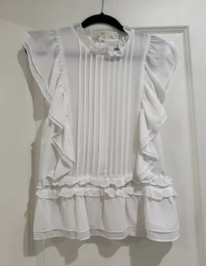 DO+BE White Ruffle Pintuck Sleeveless Blouse thumbnail 1