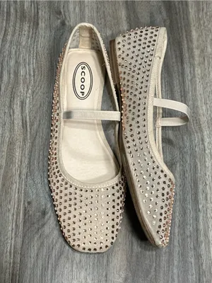 Scoop Embellished Mary Jane Flats in Light Beige thumbnail 9