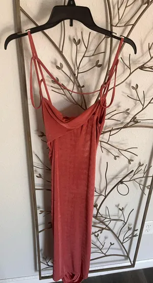 Rose gold maxi dress Red Size L thumbnail 1