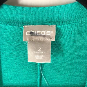 Chico's Cardigan Sweater Thin Knit Long Duster Lightweight Green Size 2 US L thumbnail 4