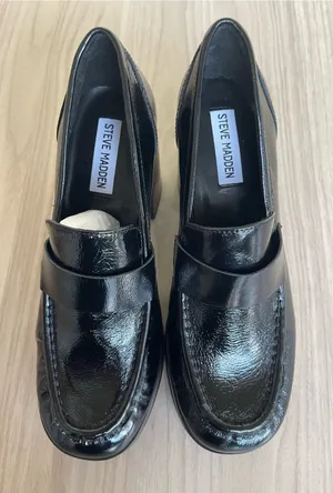 Steve Madden Black Patent Loafers for Women thumbnail 1