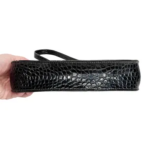 Liz Claiborne Vegan Leather Croc Embossed Small Black Shoulder Bag thumbnail 5