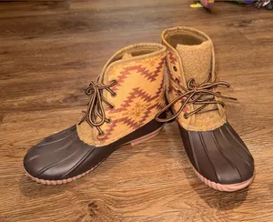 Simply Southern Women's Brown & Tan Patterned Duck Boots thumbnail 1