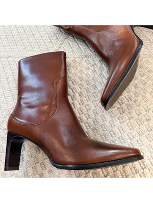 Reformation Caludette Bootie in Cavalier Brown Leather thumbnail 2