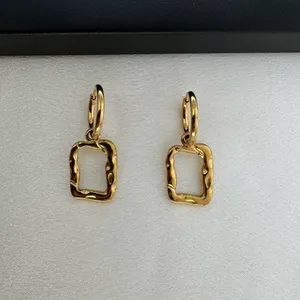 Geometric Square Dangle Drop Earrings for Women Gold thumbnail 2