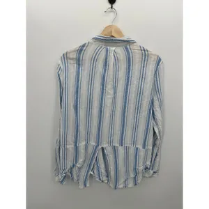 Ruff Hewn Womens Blue White Striped Button Down Shirt Sz XL Cotton‎ Coastal thumbnail 2