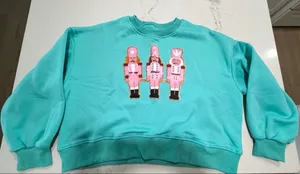 NEW Nutcracker Christmas Appliqué Crewneck Long Sleeve Pullover Sweatshirt L thumbnail 1