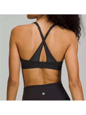 Lululemon Up for It Bra Black Women’s Mesh Cross No Wire Back Medium Support thumbnail 2
