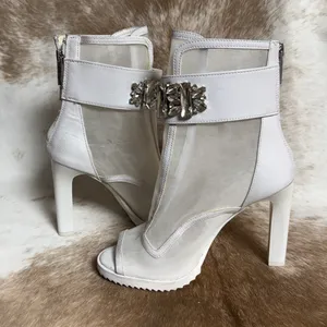Karl Lagerfeld Paris Women's White‎ Blayze Lug Sole Peep Toe Bootie Size 5 B77 thumbnail 12