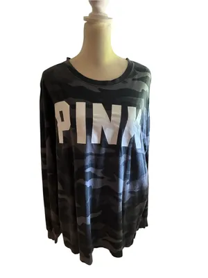PINK Victoria's Secret Black & Gray Camo Logo Tee thumbnail 6