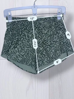 ATHLETA Sage Green Leopard Print Running Shorts | Dolphin Hem Lined thumbnail 10