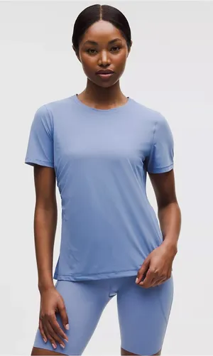 NWT Lululemon Side-Ruched Running Short-Sleeve Shirt size 10 prep blue thumbnail 1