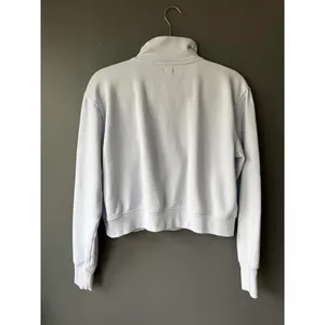 Aerie Light Blue Quarter-Zip Pullover Sweatshirt with Kangaroo Pocket thumbnail 2