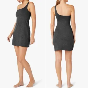 Beyond Yoga One Shoulder Athletic Dress Charcoal Black Size Medium Skort Tennis thumbnail 4