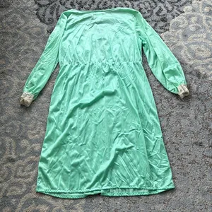 Vintage Moodsetter Nylon & Lace Nightgown and Robe Set Green Large thumbnail 6