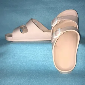 𝅺EVA flat pink comfortable double buckle slide sandals size 40 9 1/2-10 (US) thumbnail 1