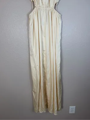 12th Tribe Cream Ivory Satin Cutout Maxi Dress Small thumbnail 7