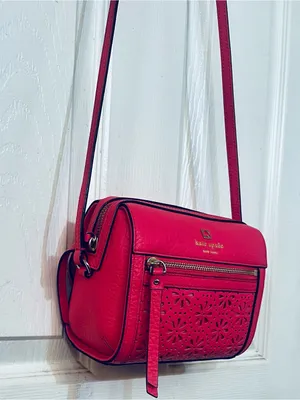 Kate Spade New York Perri Lane Looloo Pink Leather Laser Cut Crossbody Bag EUC thumbnail 5