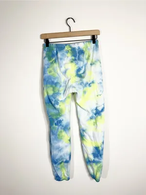 Aviator Nation Hand Dyed Tie Dye Jogger Sweatpants Neon Yellow Size XS thumbnail 4
