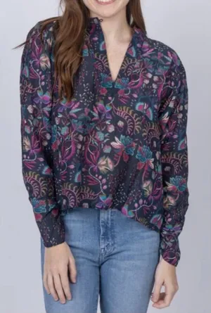 Maria cher Floral Button Down Long Sleeve Blouse Multicolor L (#04098) thumbnail 1