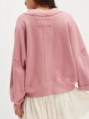 NWOT Free People We The Free Hi-Lo Pullover - dusty pink rose - XS thumbnail 5