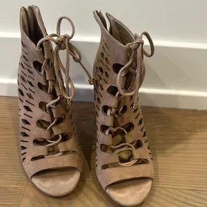 Karl Lagerfeld Paris Tan Lace-Up Heeled Sandals thumbnail 2