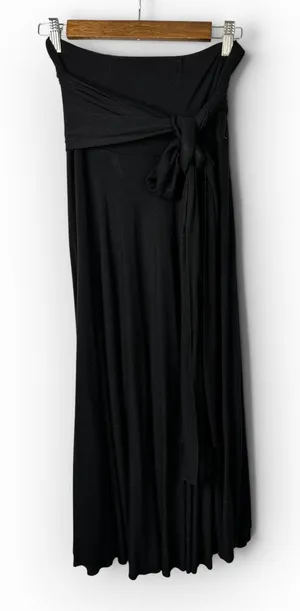 Elan Convertible Maxi Skirt Dress Black Tie-Front Size Large Minimalist Boho thumbnail 1