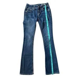 Miss Me Boot Cut Jeans Bottoms Ripped Size 25 Embroidered Studded Flap Pockets thumbnail 3