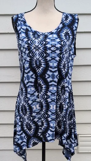 Fig & Blu Sleeveless Tie Dye Tunic Top | Tie Dye Sleeveless Shirt thumbnail 1