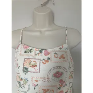Cynthia Rowley fruit floral sundress midi tiered spaghetti straps S pockets thumbnail 8