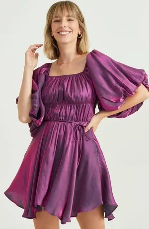 Altar’d state amabella puff sleeve mini dress. Size Medium thumbnail 4