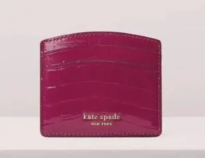 Kate Spade Sylvia Croc Embossed Cardholder Wallet- Berry Blitz thumbnail 1