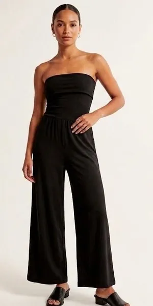 NWT OGL Eco-Friendly Strapless Wide-Leg Jumpsuit – Black, Size XS thumbnail 1