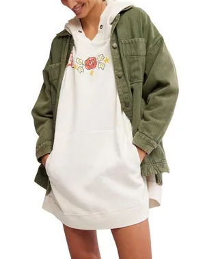 FREE PEOPLE We The Free Graphic Hoodie Ivory Combo Size L New w/ Tag MSRP $148 thumbnail 5