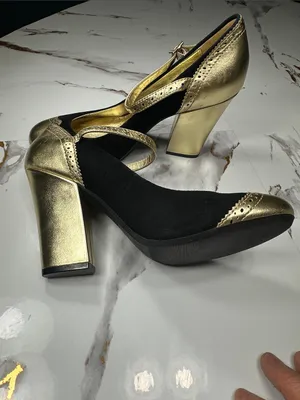 Coach Gold and Black Mary Jane Heels thumbnail 8
