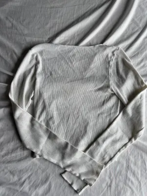 cream long sleeve scoop neck ribbed brandy top thumbnail 2