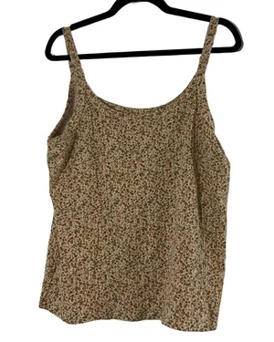 Aerie tank top size small, floral pattern shades of orange+green thumbnail 2