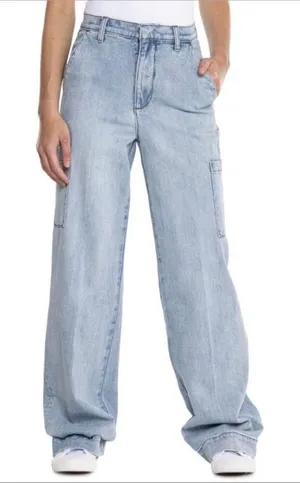 Joe’s Jeans Light Blue Relaxed High Waist Wide Leg Cargo Nolan Jeans Size 26 thumbnail 1