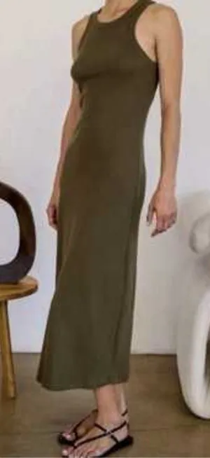 AYR The Metro Ribbed Maxi Dress Green Casual Size XS thumbnail 1